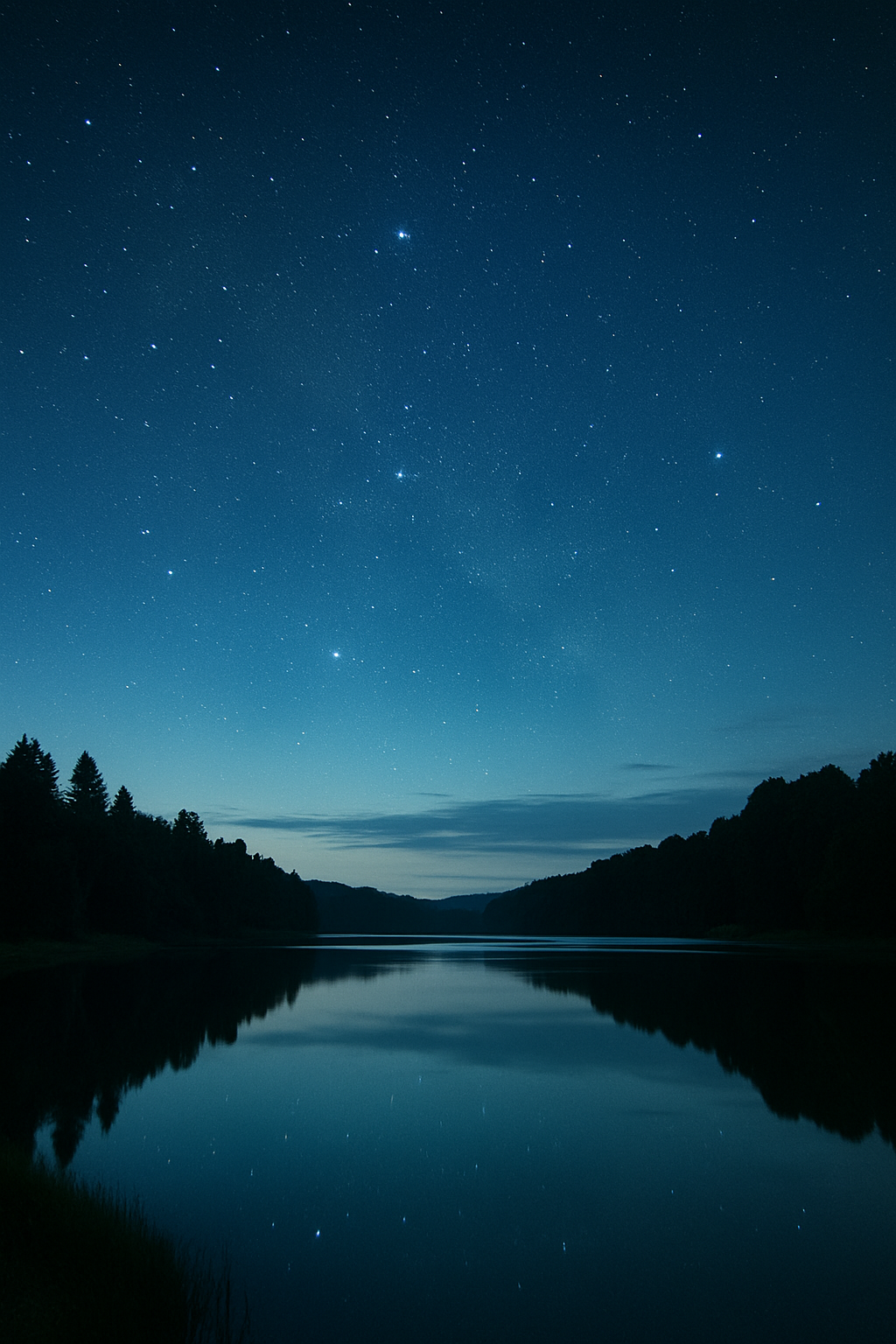 夜空と静かな風景が描かれたリラックスできるイメージ